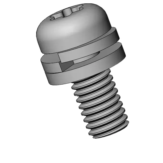 M6 x 14mm Pan Head Torx SEMS Screws with Spring and Flat Washer SUS304 Stainless Steel Inox