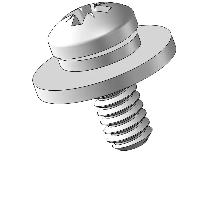 3-48 x 1/4" Pan Head Pozi SEMS Screws with Spring and Flat Washer SUS304 Stainless Steel Inox