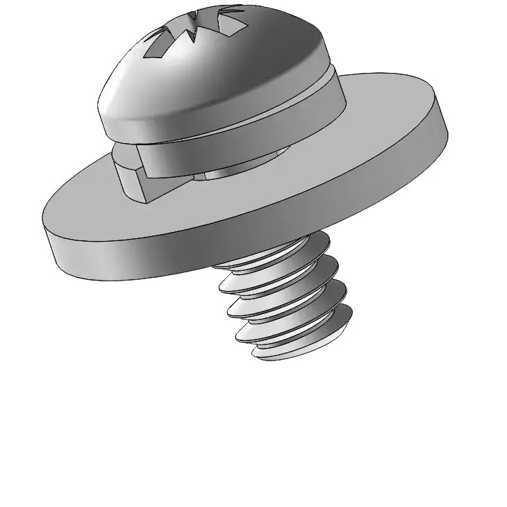 4-40 x 1/4" Pan Head Pozi SEMS Screws with Spring and Flat Washer SUS304 Stainless Steel Inox