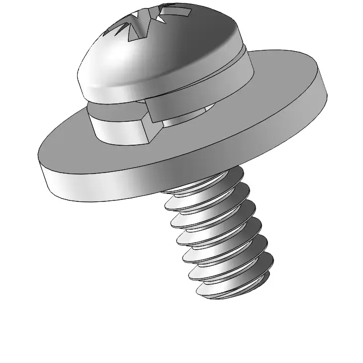 4-40 x 5/16" Pan Head Pozi SEMS Screws with Spring and Flat Washer SUS304 Stainless Steel Inox