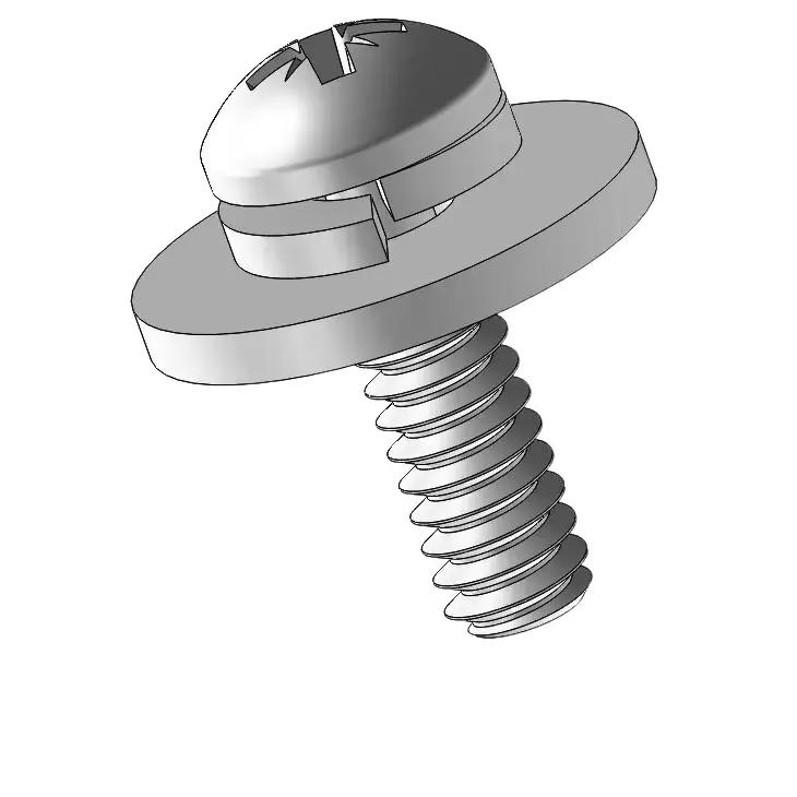 4-40 x 3/8" Pan Head Pozi SEMS Screws with Spring and Flat Washer SUS304 Stainless Steel Inox