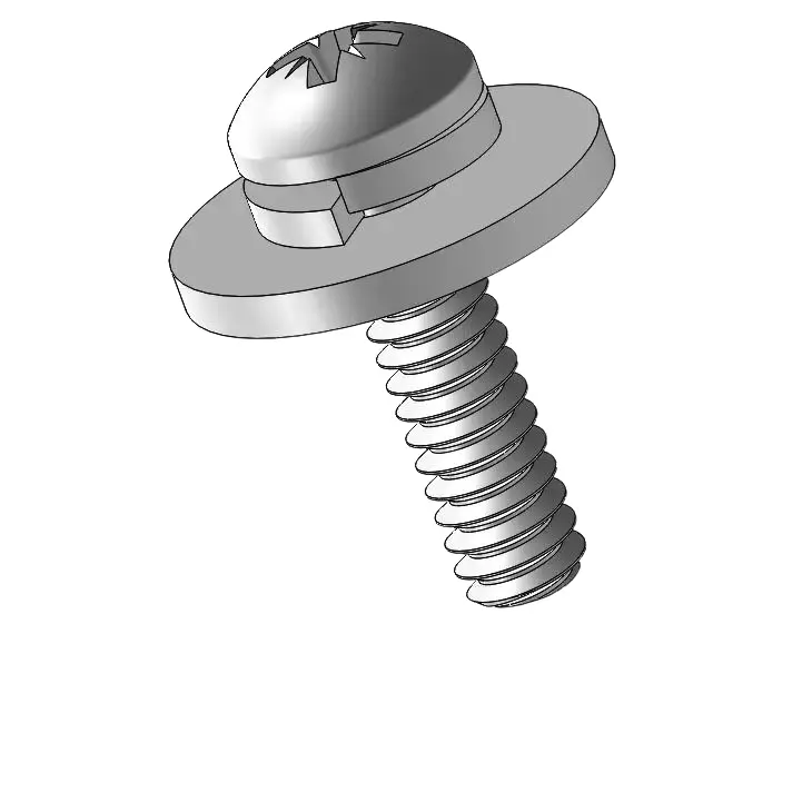 4-40 x 7/16" Pan Head Pozi SEMS Screws with Spring and Flat Washer SUS304 Stainless Steel Inox