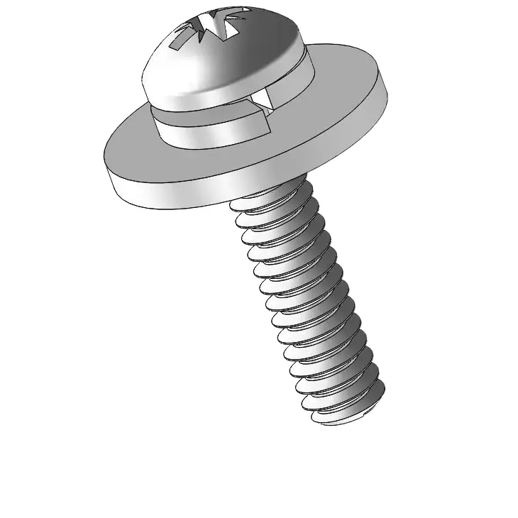 4-40 x 1/2" Pan Head Pozi SEMS Screws with Spring and Flat Washer SUS304 Stainless Steel Inox