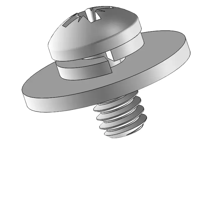 5-40 x 1/4" Pan Head Pozi SEMS Screws with Spring and Flat Washer SUS304 Stainless Steel Inox