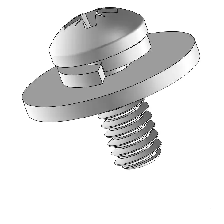 5-40 x 5/16" Pan Head Pozi SEMS Screws with Spring and Flat Washer SUS304 Stainless Steel Inox