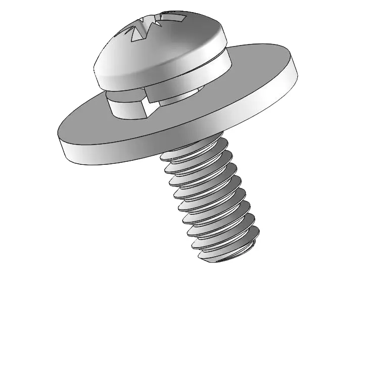 5-40 x 3/8" Pan Head Pozi SEMS Screws with Spring and Flat Washer SUS304 Stainless Steel Inox