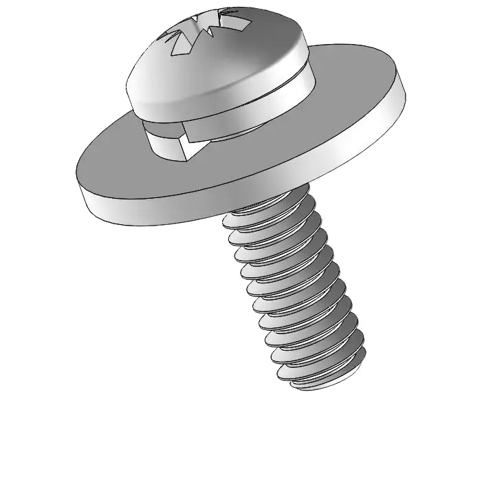 5-40 x 7/16" Pan Head Pozi SEMS Screws with Spring and Flat Washer SUS304 Stainless Steel Inox