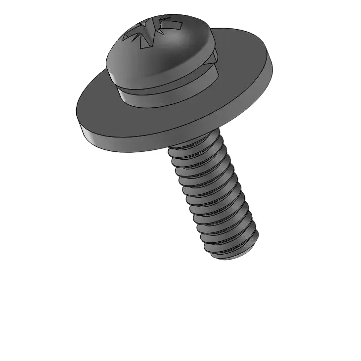 5-40 x 1/2" Pan Head Pozi SEMS Screws with Spring and Flat Washer Steel Black