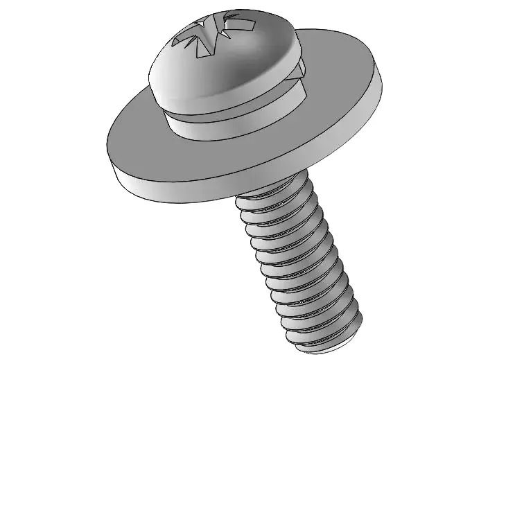 5-40 x 1/2" Pan Head Pozi SEMS Screws with Spring and Flat Washer SUS304 Stainless Steel Inox