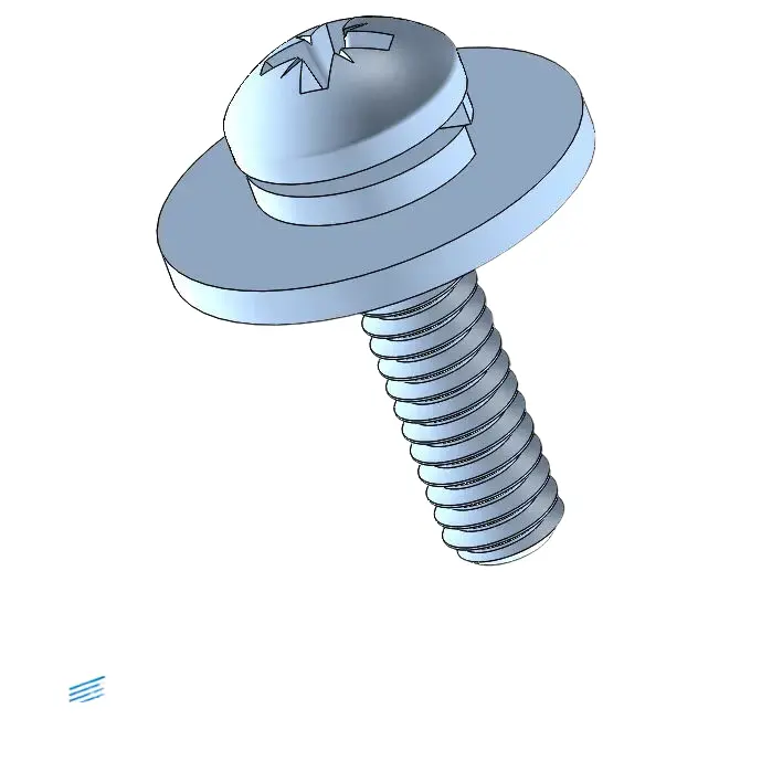 5-40 x 1/2" Pan Head Pozi SEMS Screws with Spring and Flat Washer Steel Blue Zinc Plated