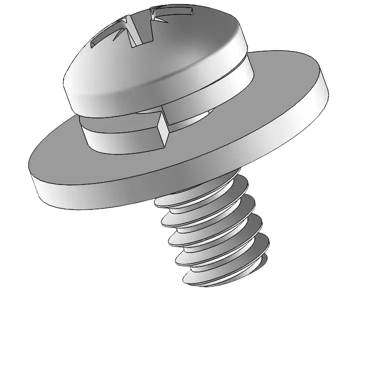 6-32 x 5/16" Pan Head Pozi SEMS Screws with Spring and Flat Washer SUS304 Stainless Steel Inox