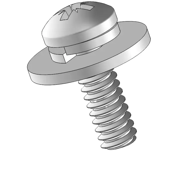 6-32 x 7/16" Pan Head Pozi SEMS Screws with Spring and Flat Washer SUS304 Stainless Steel Inox