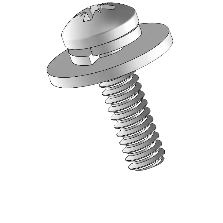 6-32 x 1/2" Pan Head Pozi SEMS Screws with Spring and Flat Washer SUS304 Stainless Steel Inox