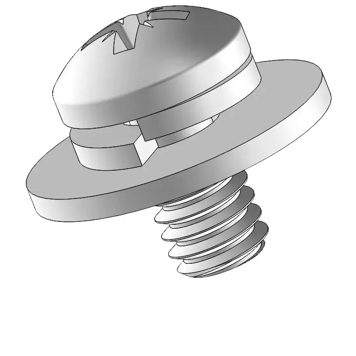 8-32 x 5/16" Pan Head Pozi SEMS Screws with Spring and Flat Washer SUS304 Stainless Steel Inox