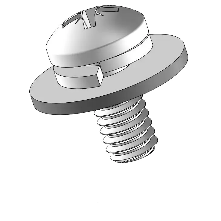 8-32 x 3/8" Pan Head Pozi SEMS Screws with Spring and Flat Washer SUS304 Stainless Steel Inox