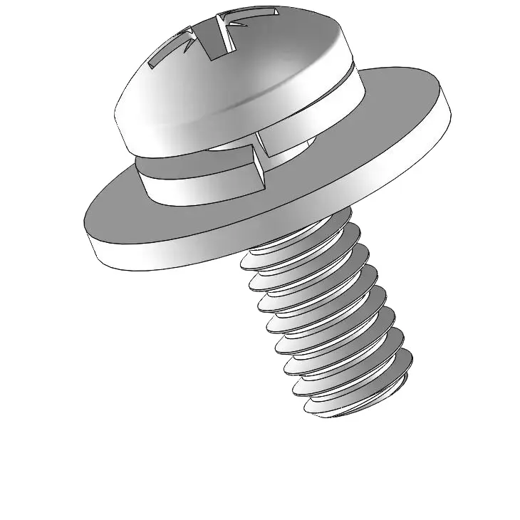 8-32 x 7/16" Pan Head Pozi SEMS Screws with Spring and Flat Washer SUS304 Stainless Steel Inox