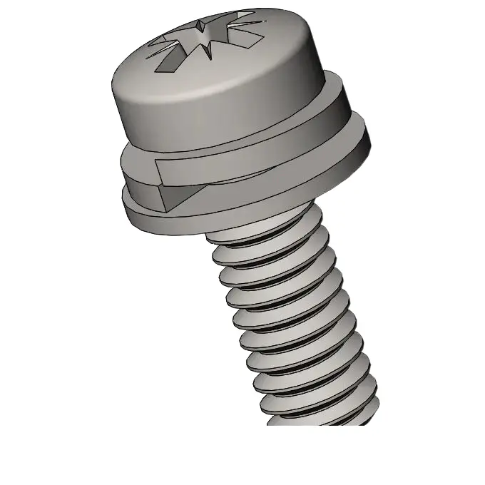 M2 x 6mm Pan Head Pozi SEMS Screws with Spring and Flat Washer SUS304 Stainless Steel Inox