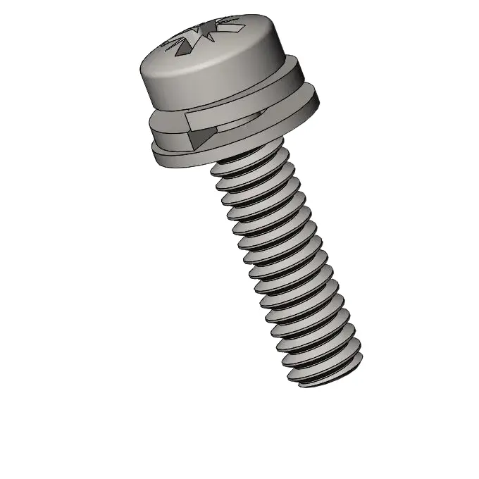 M2 x 8mm Pan Head Pozi SEMS Screws with Spring and Flat Washer SUS304 Stainless Steel Inox