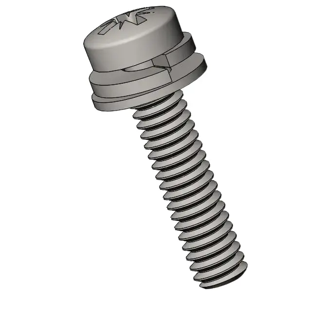 M2 x 9mm Pan Head Pozi SEMS Screws with Spring and Flat Washer SUS304 Stainless Steel Inox