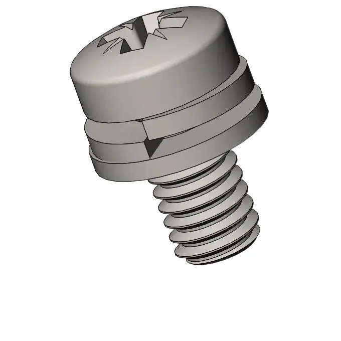 M2.5 x 5mm Pan Head Pozi SEMS Screws with Spring and Flat Washer SUS304 Stainless Steel Inox