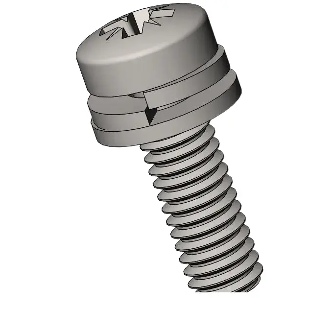 M2.5 x 8mm Pan Head Pozi SEMS Screws with Spring and Flat Washer SUS304 Stainless Steel Inox