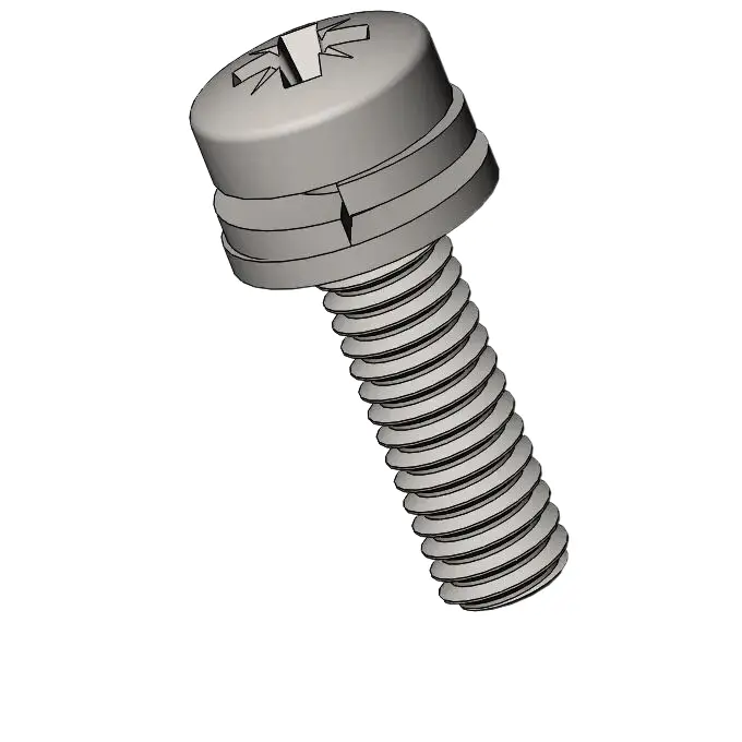 M2.5 x 9mm Pan Head Pozi SEMS Screws with Spring and Flat Washer SUS304 Stainless Steel Inox