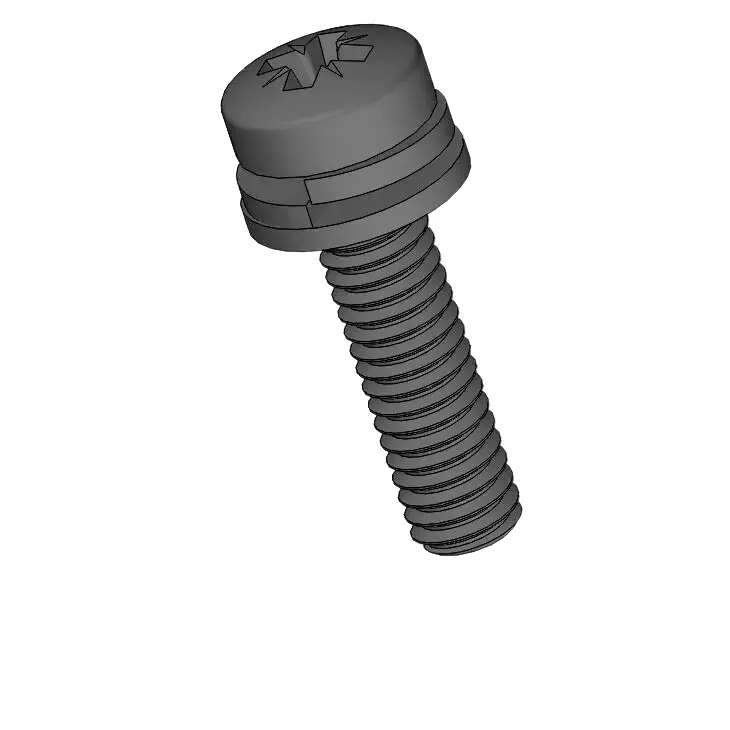 M2.5 x 10mm Pan Head Pozi SEMS Screws with Spring and Flat Washer Steel Black