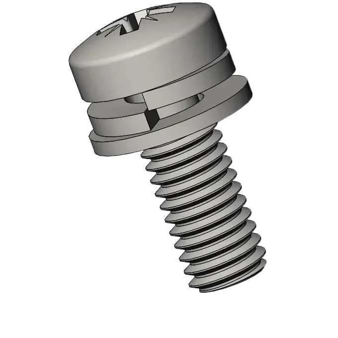 M3 x 8mm Pan Head Pozi SEMS Screws with Spring and Flat Washer SUS304 Stainless Steel Inox