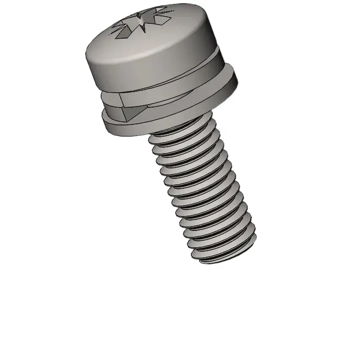 M3 x 9mm Pan Head Pozi SEMS Screws with Spring and Flat Washer SUS304 Stainless Steel Inox