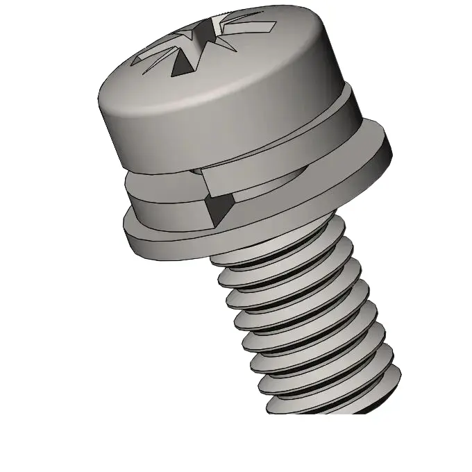 M3.5 x 8mm Pan Head Pozi SEMS Screws with Spring and Flat Washer SUS304 Stainless Steel Inox
