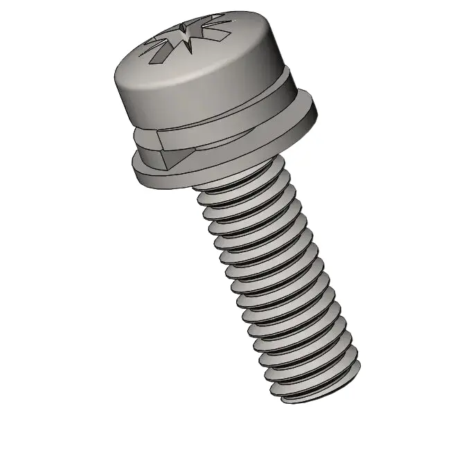 M3.5 x 12mm Pan Head Pozi SEMS Screws with Spring and Flat Washer SUS304 Stainless Steel Inox