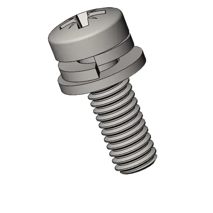 M4 x 12mm Pan Head Pozi SEMS Screws with Spring and Flat Washer SUS304 Stainless Steel Inox