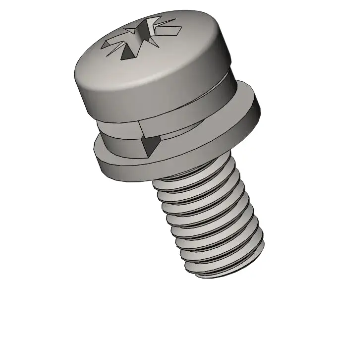 M5 x 12mm Pan Head Pozi SEMS Screws with Spring and Flat Washer SUS304 Stainless Steel Inox