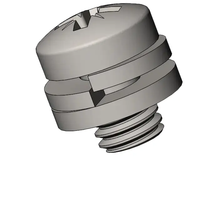 M6 x 8mm Pan Head Pozi SEMS Screws with Spring and Flat Washer SUS304 Stainless Steel Inox