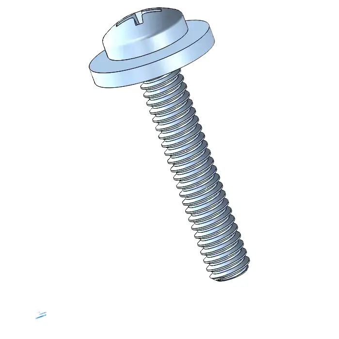 2-56 x 1/2" Pan Head Phillips SEMS Screws with Flat Washer Steel Blue Zinc Plated