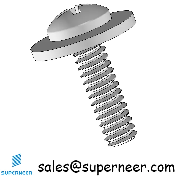 6-32 x 1/2" Pan Head Phillips SEMS Screws with Flat Washer SUS304 Stainless Steel Inox