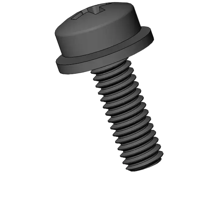 M2.5 x 8mm Pan Head Phillips SEMS Screws with Flat Washer Steel Black