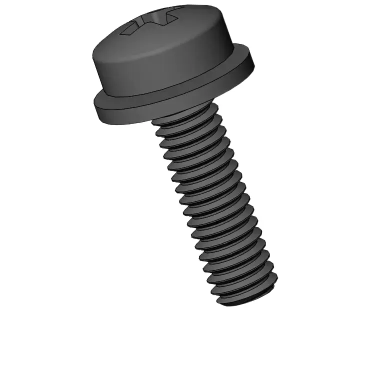 M2.5 x 9mm Pan Head Phillips SEMS Screws with Flat Washer Steel Black