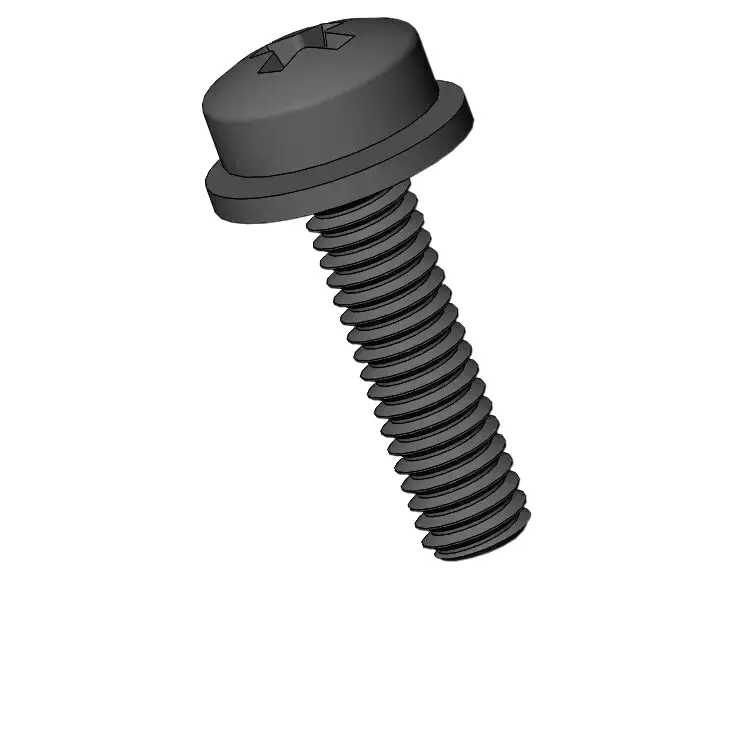 M2.5 x 10mm Pan Head Phillips SEMS Screws with Flat Washer Steel Black