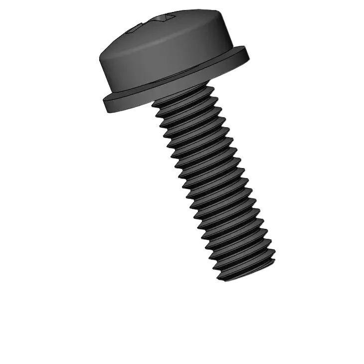 M3 x 10mm Pan Head Phillips SEMS Screws with Flat Washer Steel Black