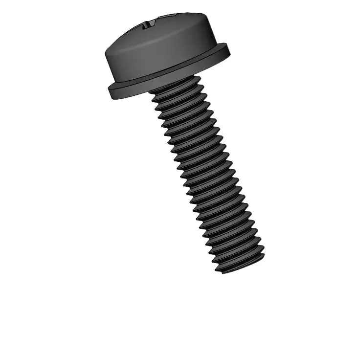 M3 x 12mm Pan Head Phillips SEMS Screws with Flat Washer Steel Black