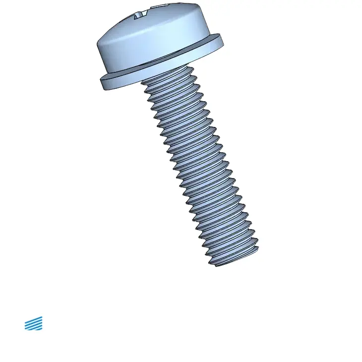 M3 x 12mm Pan Head Phillips SEMS Screws with Flat Washer Steel Blue Zinc Plated