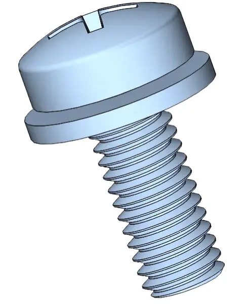 M3.5 x 9mm Pan Head Phillips SEMS Screws with Flat Washer Steel Blue Zinc Plated