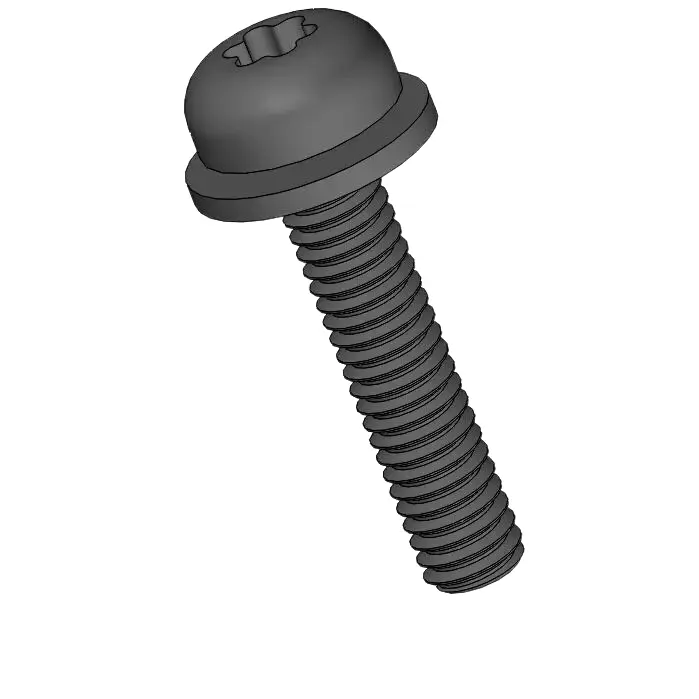 M2.5 x 12mm Pan Head Torx SEMS Screws with Flat Washer Steel Black