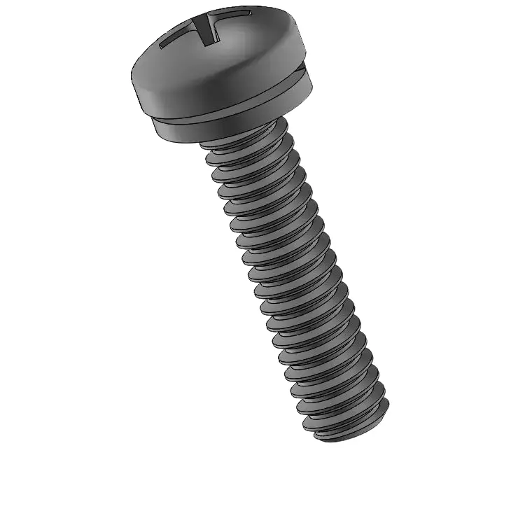 2-56 x 3/8" Pan Head Phillips SEMS Screws with Spring Washer Steel Black