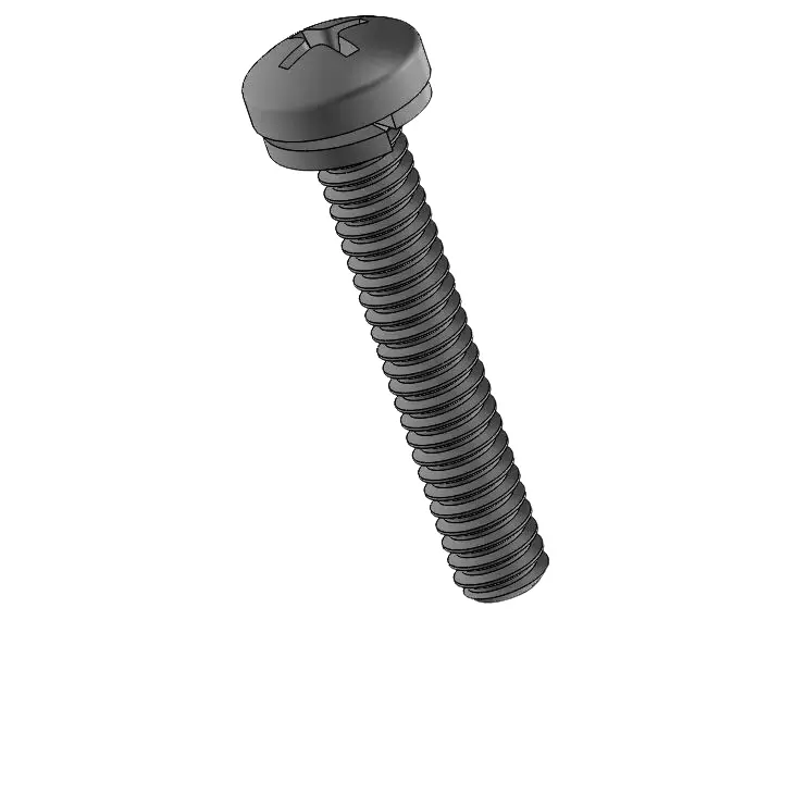 2-56 x 1/2" Pan Head Phillips SEMS Screws with Spring Washer Steel Black