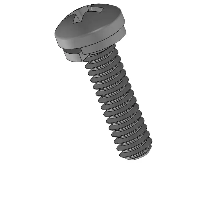 3-48 x 3/8" Pan Head Phillips SEMS Screws with Spring Washer Steel Black