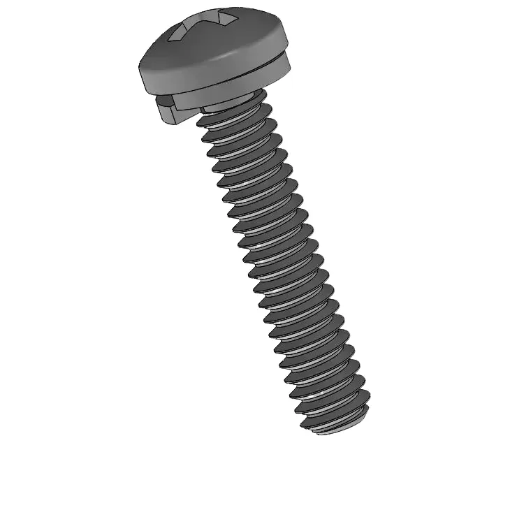 3-48 x 1/2" Pan Head Phillips SEMS Screws with Spring Washer Steel Black