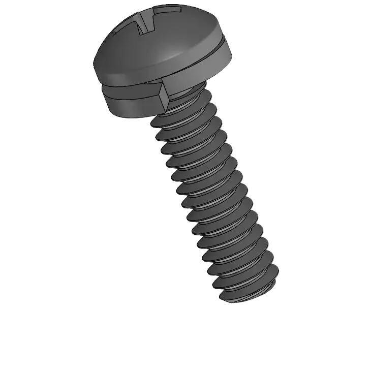4-40 x 7/16" Pan Head Phillips SEMS Screws with Spring Washer Steel Black