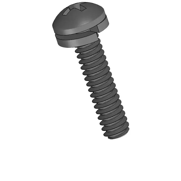 4-40 x 1/2" Pan Head Phillips SEMS Screws with Spring Washer Steel Black
